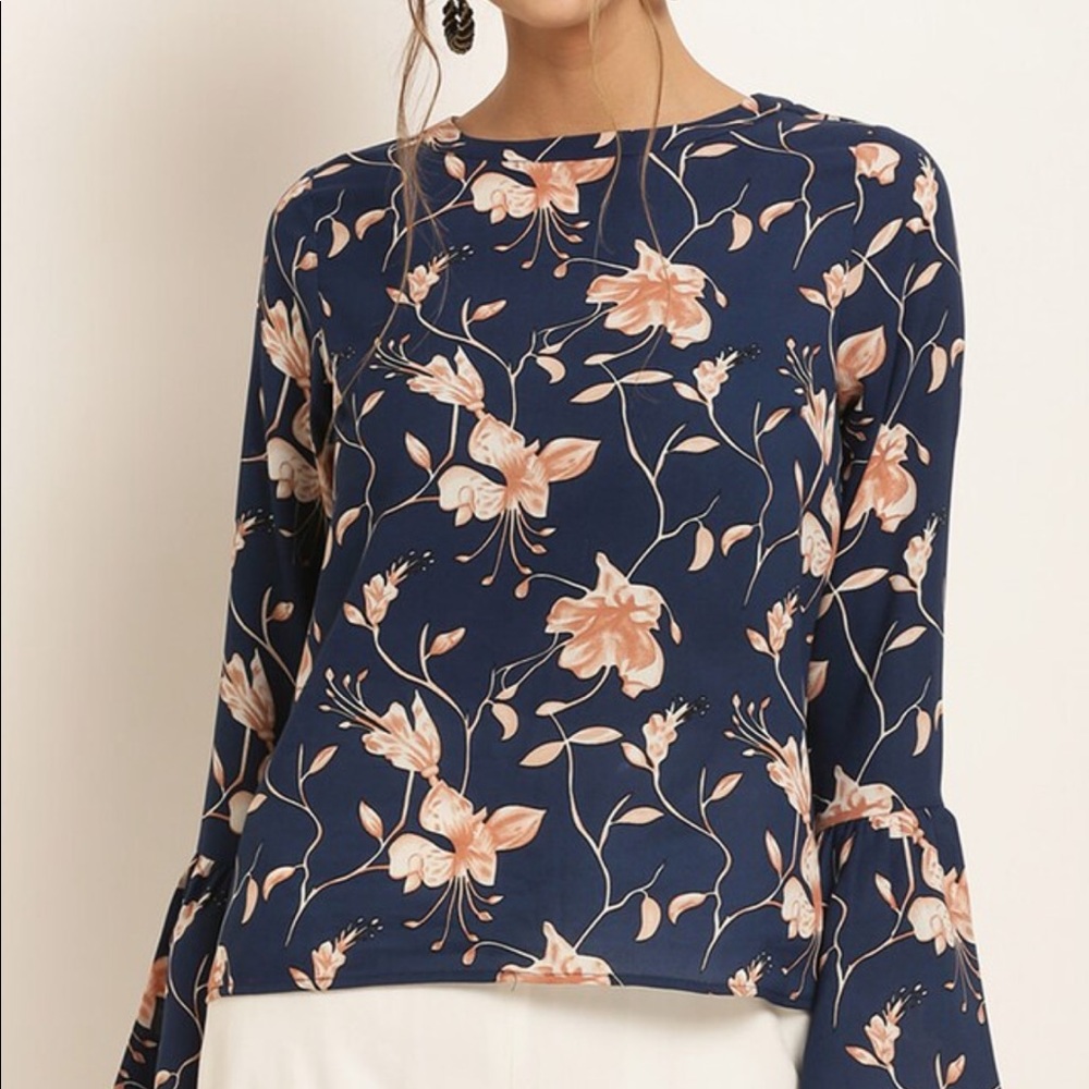 Blue floral blouse
